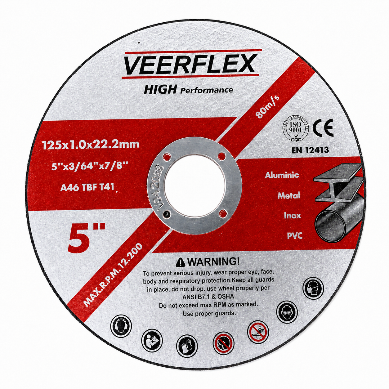 Veerflex Thin Cutting Disc INOX – 125mm x 1.0mm x 22.2mm – 12,200 RPM